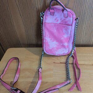 Aimee Kestenberg Crossbody Mini Pink Tie-dye Leather w/ Silver Tone Hardware Bag